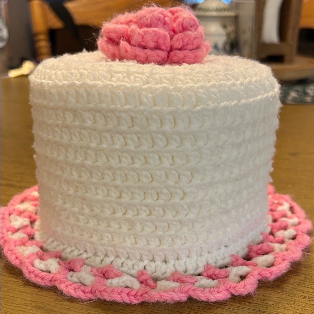 Vintage handmade crocheted toilet paper roll hat!